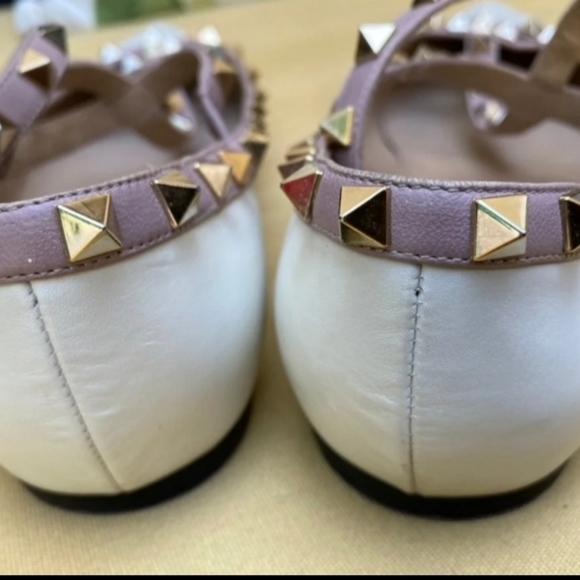 Authentic Valentino Rockstud Leather Sandals Flats White - Picture 3 of 8